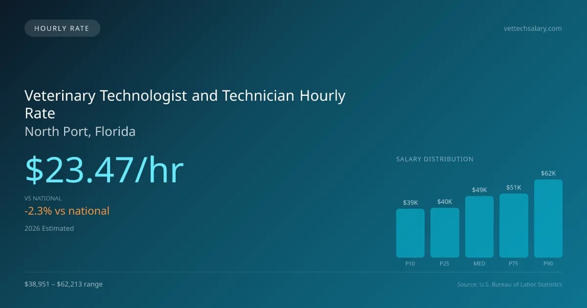 Veterinary Technologist and Technician Hourly Rate in North Port, FL — 2026 est., based on 2025 BLS