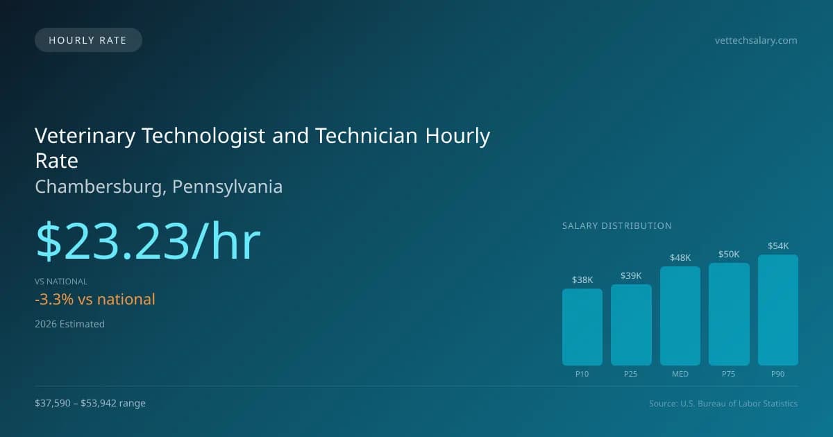 Veterinary Technologist and Technician Hourly Rate in Chambersburg, PA — 2026 est., based on 2025 BLS