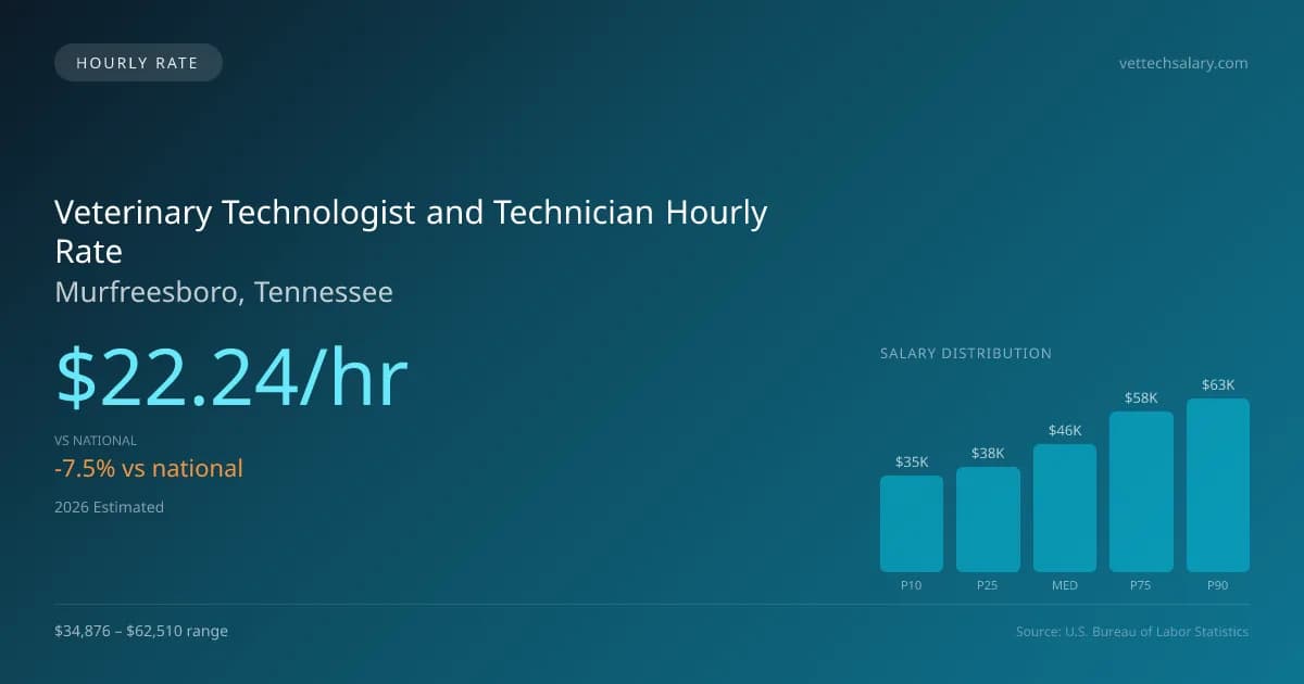 Veterinary Technologist and Technician Hourly Rate in Murfreesboro, TN — 2026 est., based on 2025 BLS