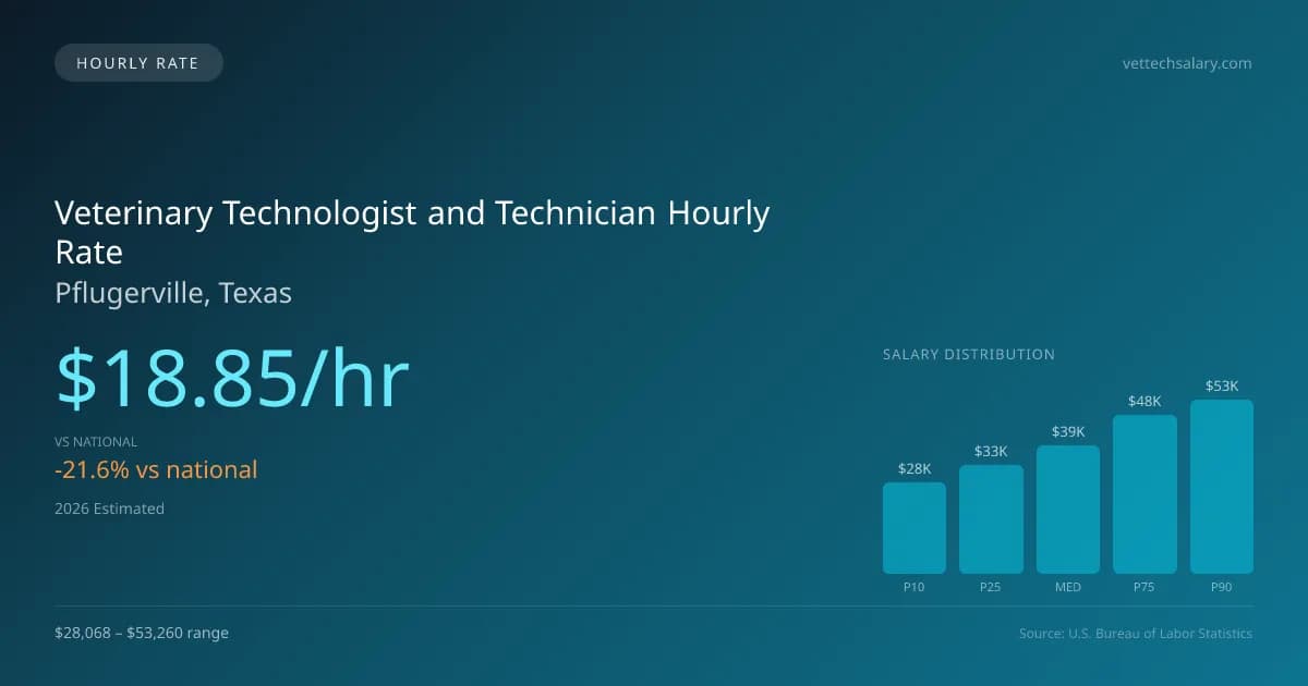 Veterinary Technologist and Technician Hourly Rate in Pflugerville, TX — 2026 est., based on 2025 BLS