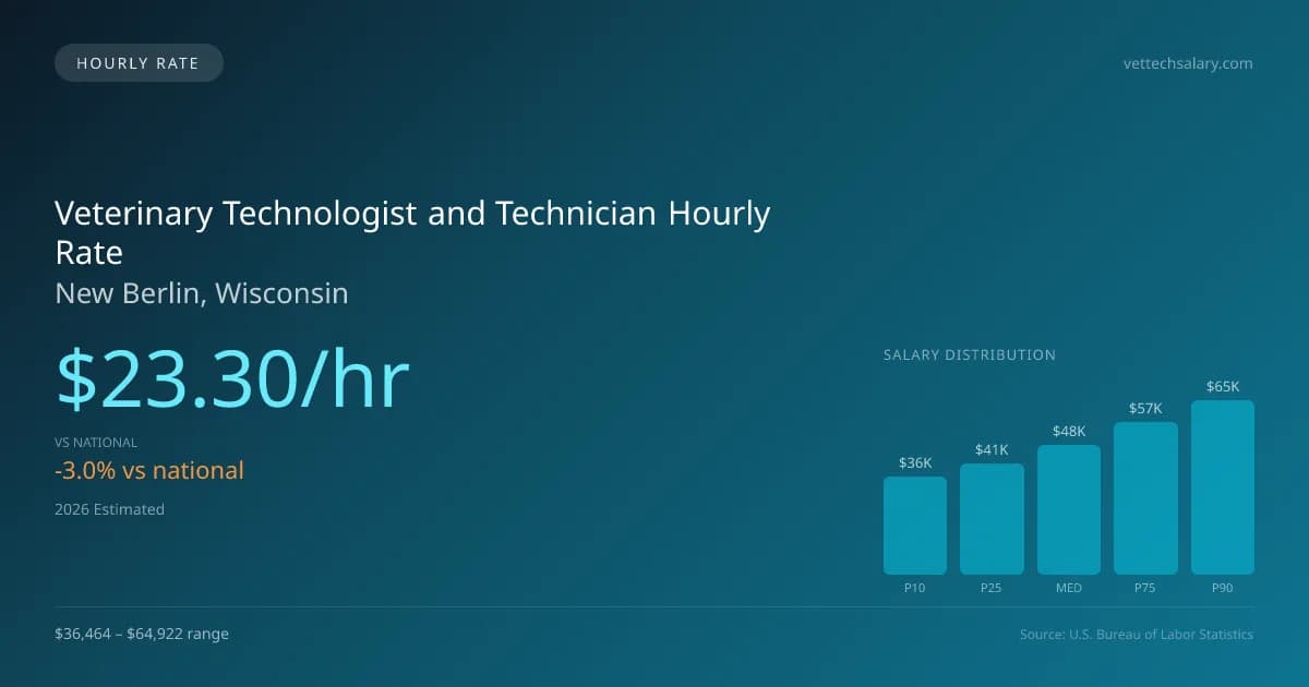 Veterinary Technologist and Technician Hourly Rate in New Berlin, WI — 2026 est., based on 2025 BLS