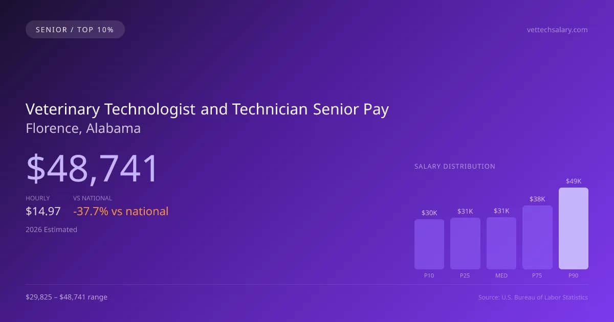 Veterinary Technologist and Technician Senior Salary in Florence, AL — 2026 est., based on 2025 BLS