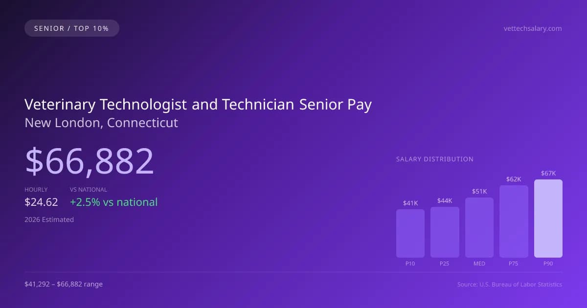 Veterinary Technologist and Technician Senior Salary in New London, CT — 2026 est., based on 2025 BLS
