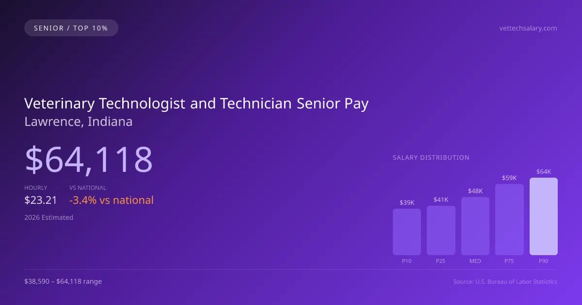 Veterinary Technologist and Technician Senior Salary in Lawrence, IN — 2026 est., based on 2025 BLS