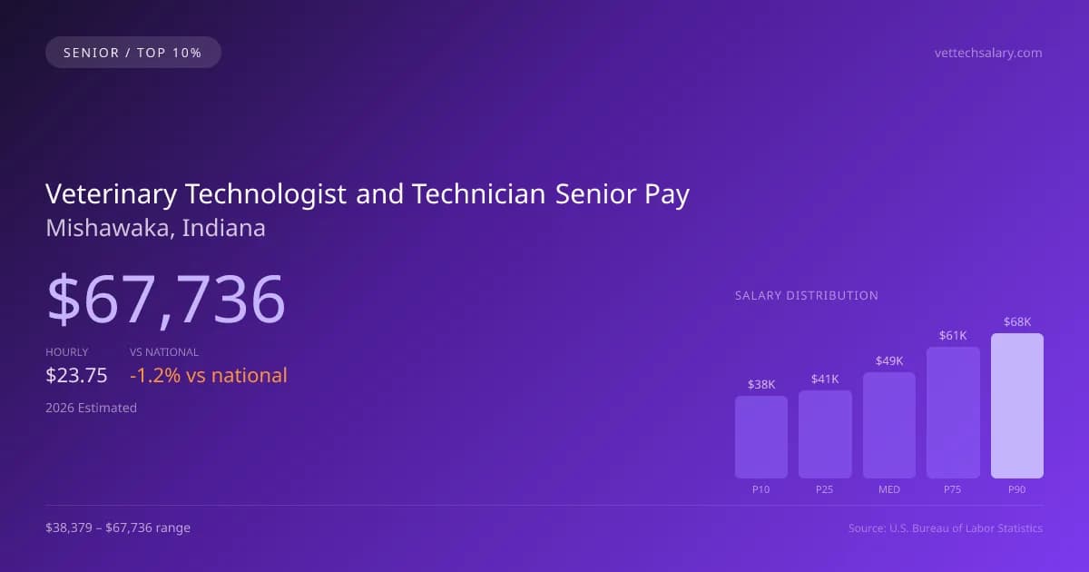 Veterinary Technologist and Technician Senior Salary in Mishawaka, IN — 2026 est., based on 2025 BLS