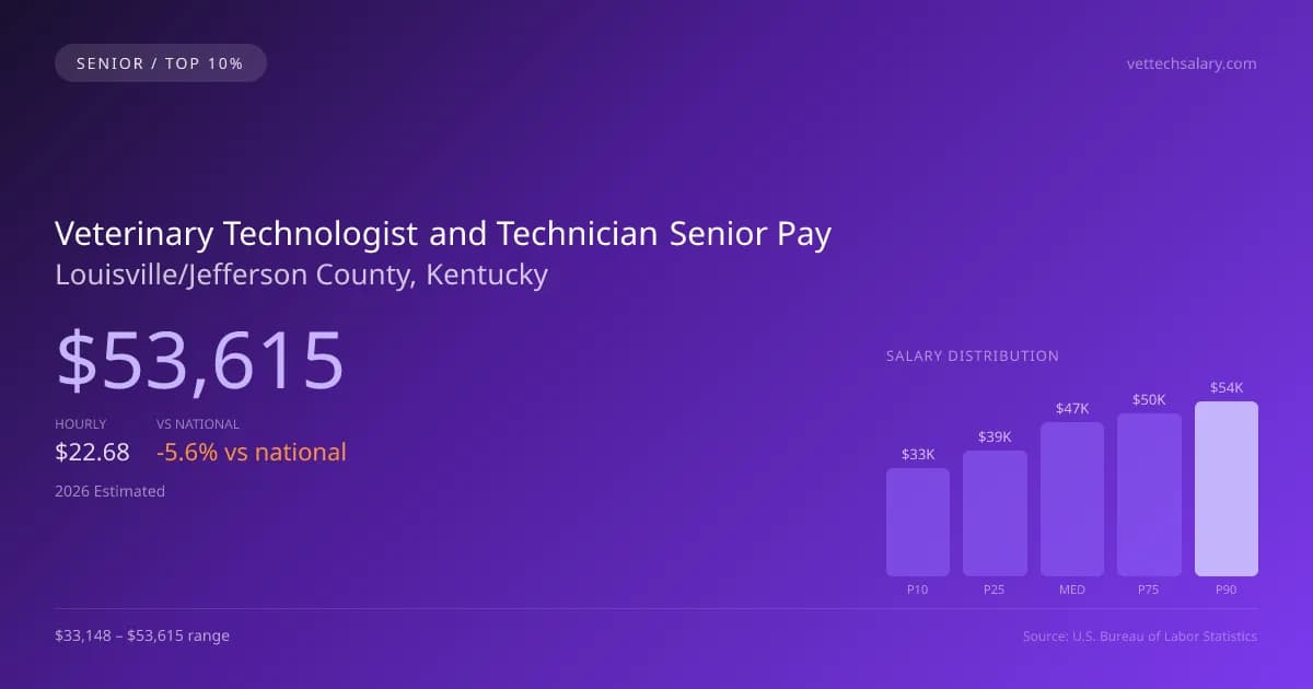 Veterinary Technologist and Technician Senior Salary in Louisville/Jefferson County, KY — 2026 est., based on 2025 BLS