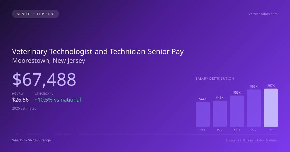 Veterinary Technologist and Technician Senior Salary in Moorestown, NJ — 2026 est., based on 2025 BLS