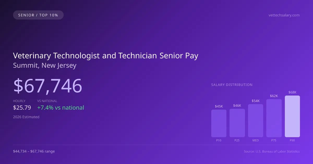 Veterinary Technologist and Technician Senior Salary in Summit, NJ — 2026 est., based on 2025 BLS