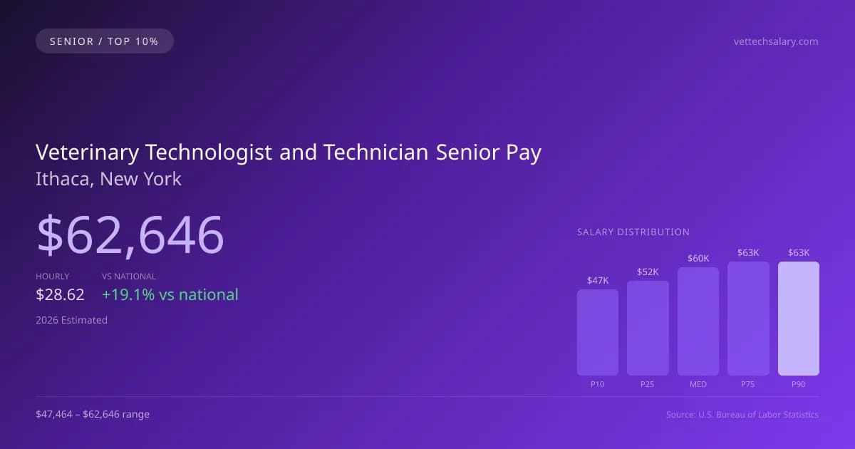 Veterinary Technologist and Technician Senior Salary in Ithaca, NY — 2026 est., based on 2025 BLS