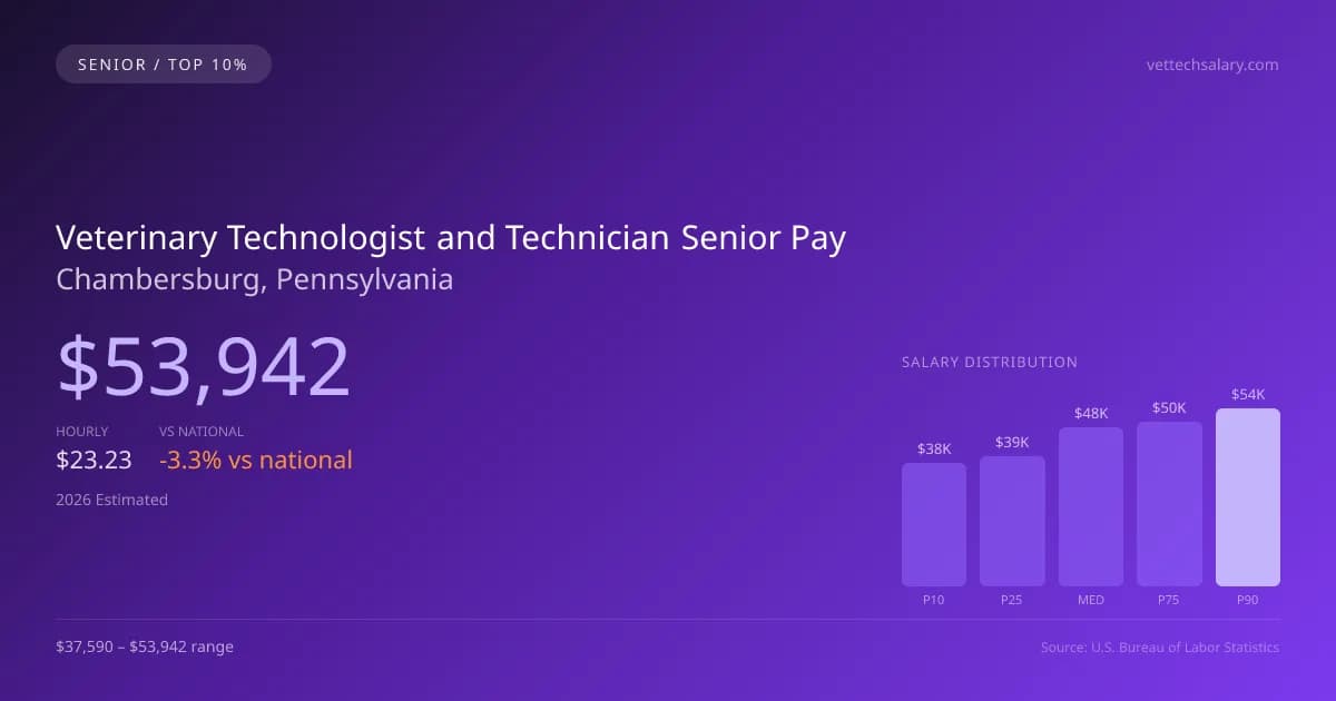 Veterinary Technologist and Technician Senior Salary in Chambersburg, PA — 2026 est., based on 2025 BLS