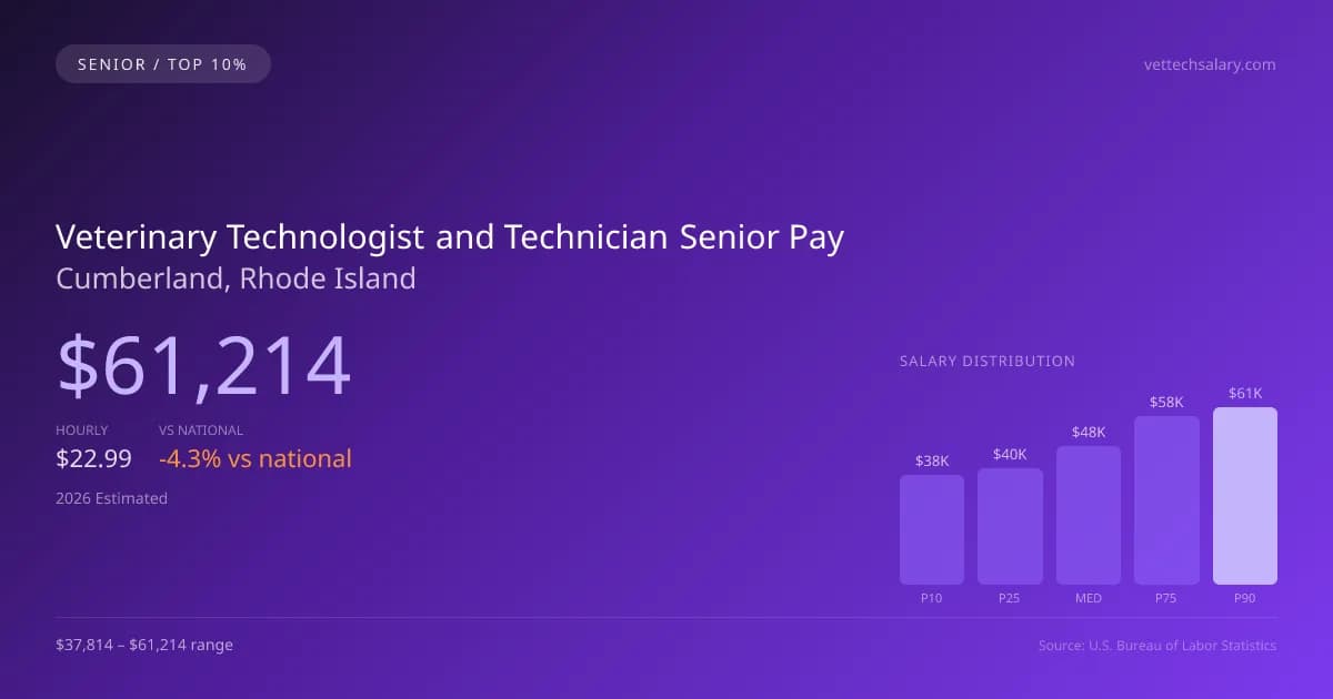 Veterinary Technologist and Technician Senior Salary in Cumberland, RI — 2026 est., based on 2025 BLS