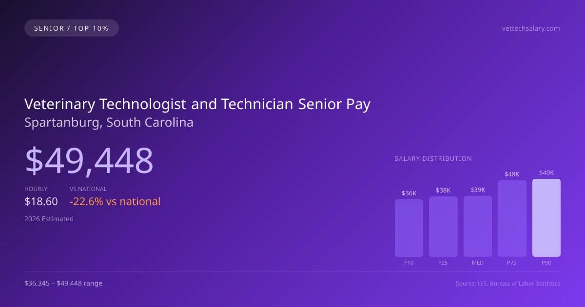 Veterinary Technologist and Technician Senior Salary in Spartanburg, SC — 2026 est., based on 2025 BLS
