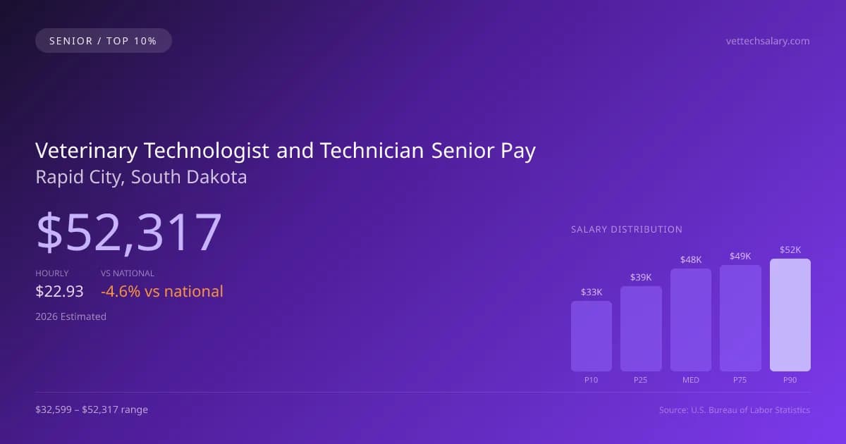 Veterinary Technologist and Technician Senior Salary in Rapid City, SD — 2026 est., based on 2025 BLS