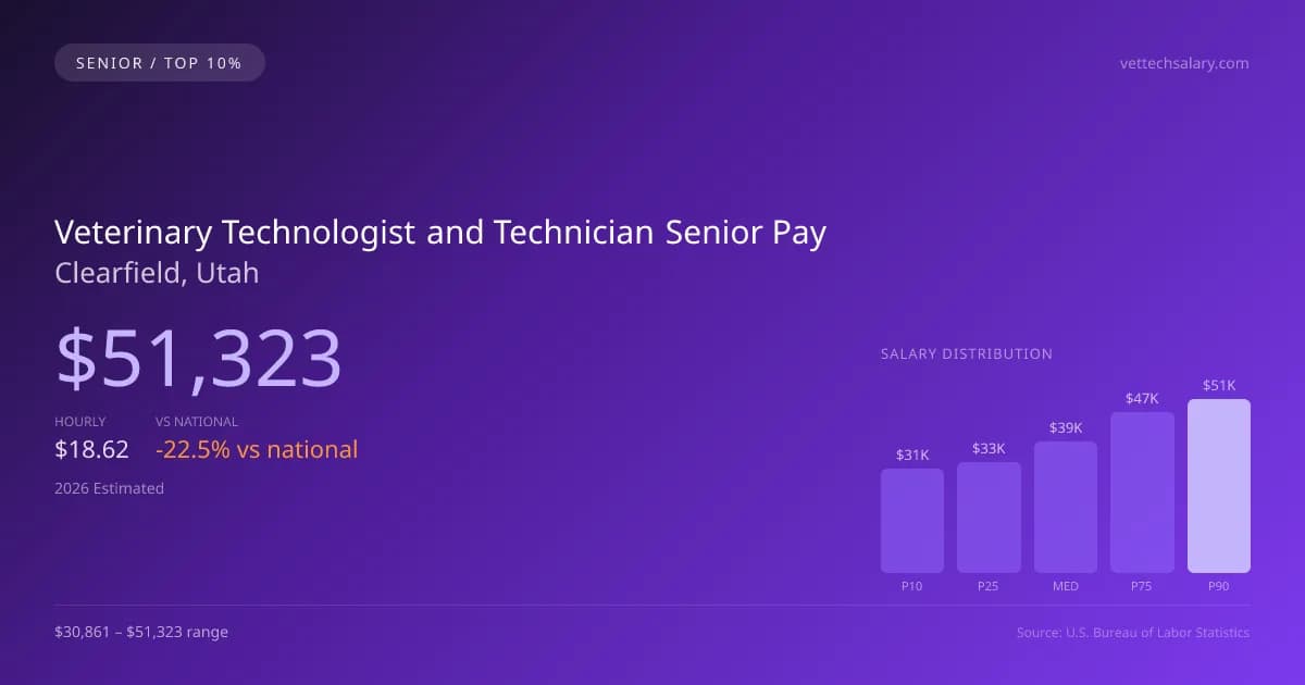 Veterinary Technologist and Technician Senior Salary in Clearfield, UT — 2026 est., based on 2025 BLS