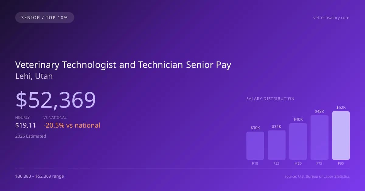 Veterinary Technologist and Technician Senior Salary in Lehi, UT — 2026 est., based on 2025 BLS