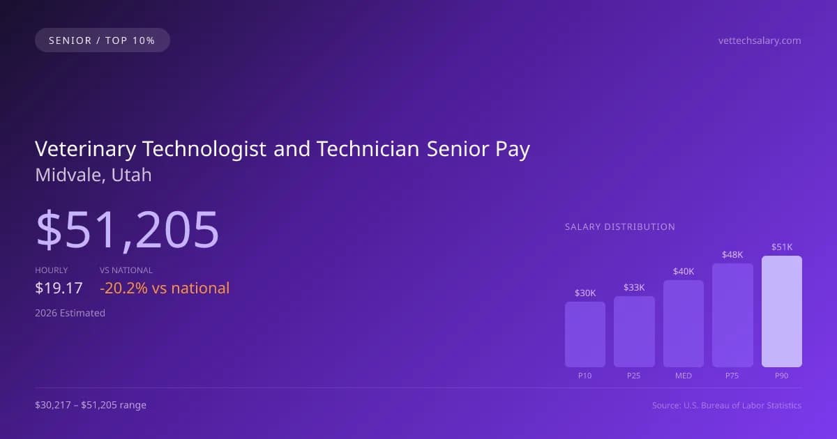 Veterinary Technologist and Technician Senior Salary in Midvale, UT — 2026 est., based on 2025 BLS