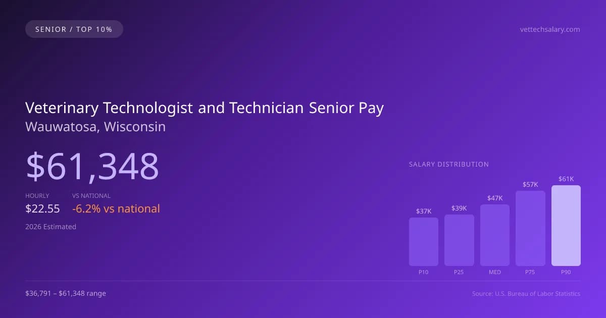 Veterinary Technologist and Technician Senior Salary in Wauwatosa, WI — 2026 est., based on 2025 BLS