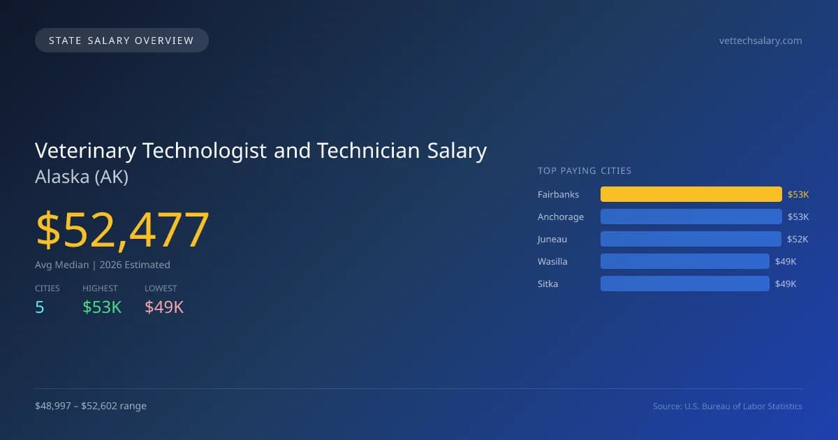 Veterinary Technologist and Technician Salary in Alaska - 2025 BLS Data Infographic