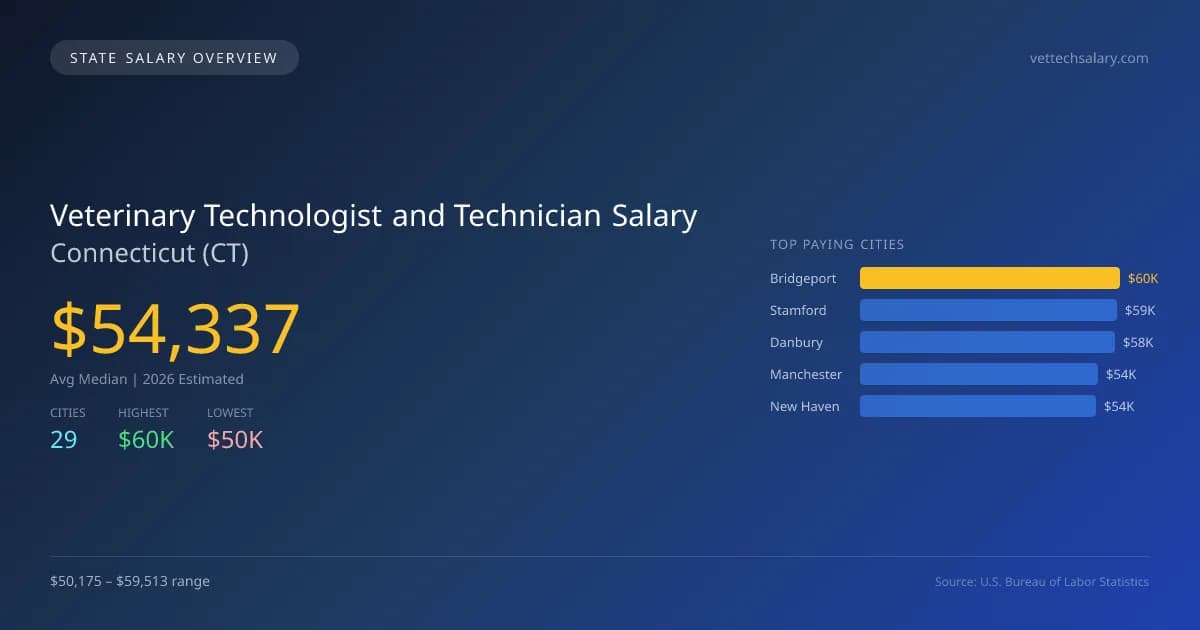 Veterinary Technologist and Technician Salary in Connecticut - 2025 BLS Data Infographic
