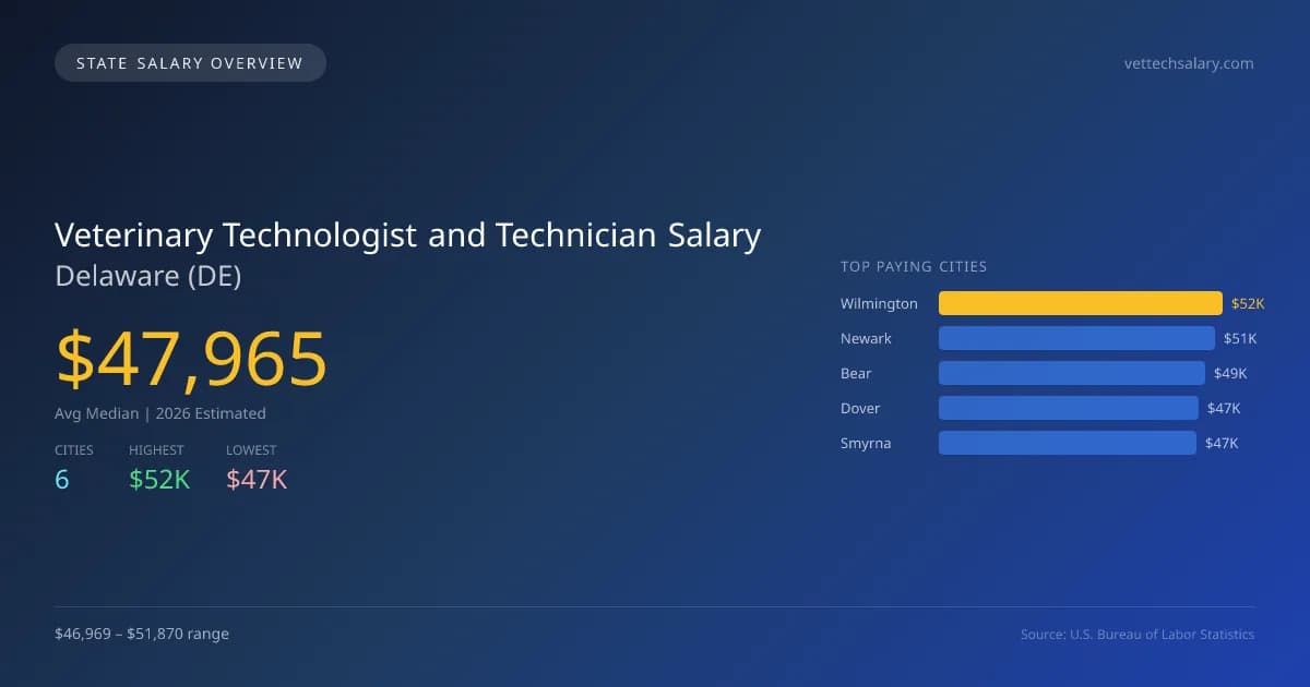 Veterinary Technologist and Technician Salary in Delaware - 2025 BLS Data Infographic