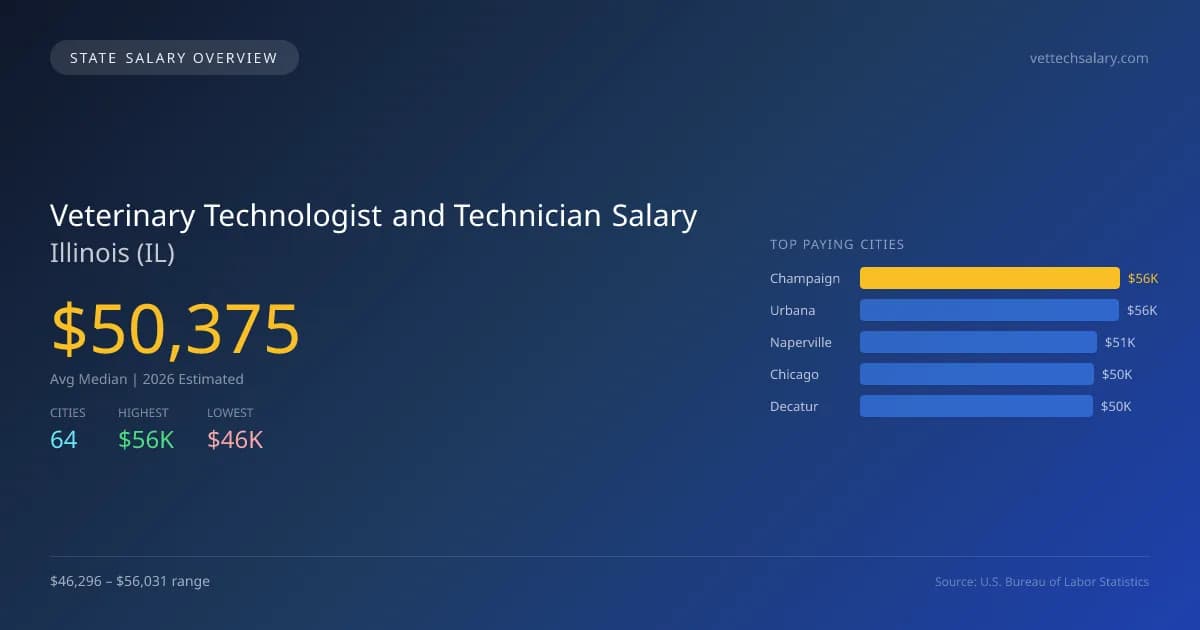 Veterinary Technologist and Technician Salary in Illinois - 2025 BLS Data Infographic
