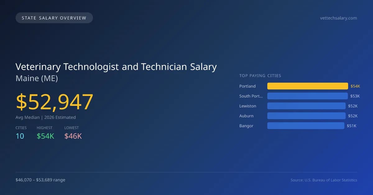 Veterinary Technologist and Technician Salary in Maine - 2025 BLS Data Infographic