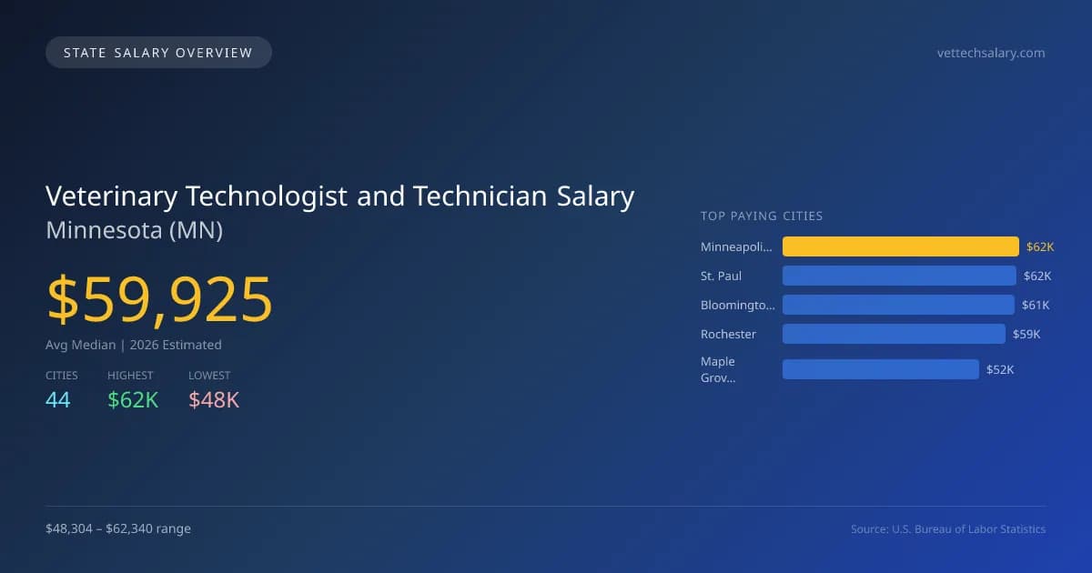 Veterinary Technologist and Technician Salary in Minnesota - 2025 BLS Data Infographic