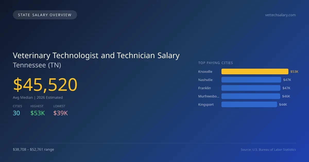 Veterinary Technologist and Technician Salary in Tennessee - 2025 BLS Data Infographic