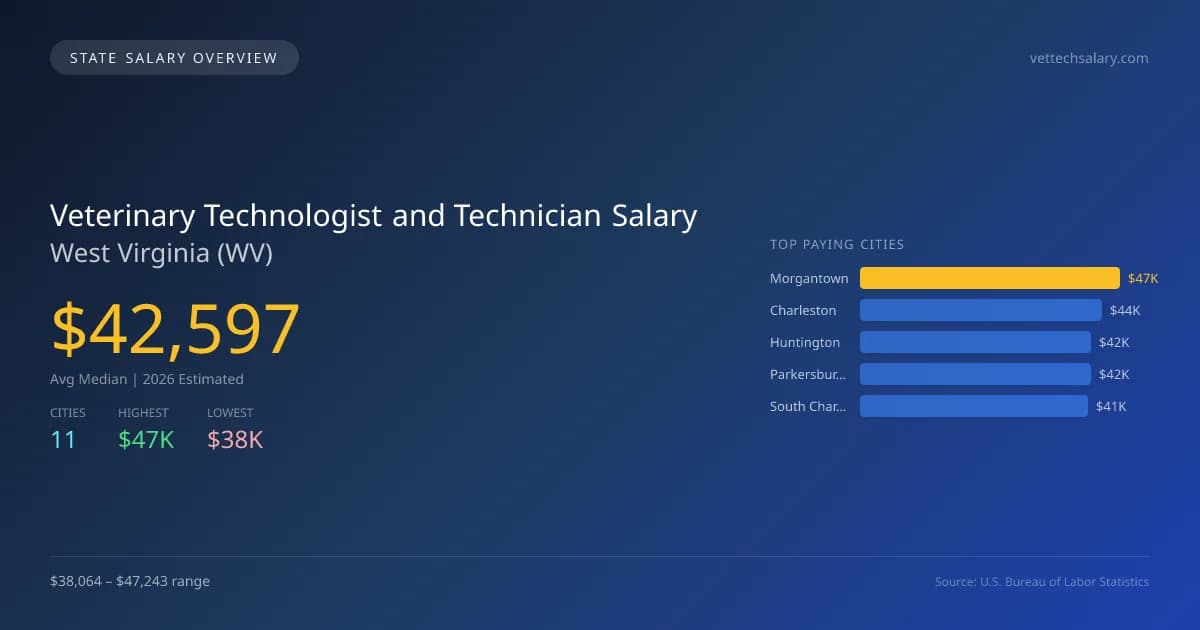 Veterinary Technologist and Technician Salary in West Virginia - 2025 BLS Data Infographic