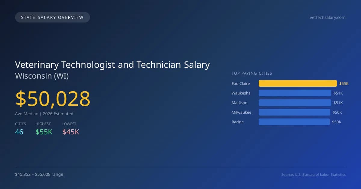 Veterinary Technologist and Technician Salary in Wisconsin - 2025 BLS Data Infographic