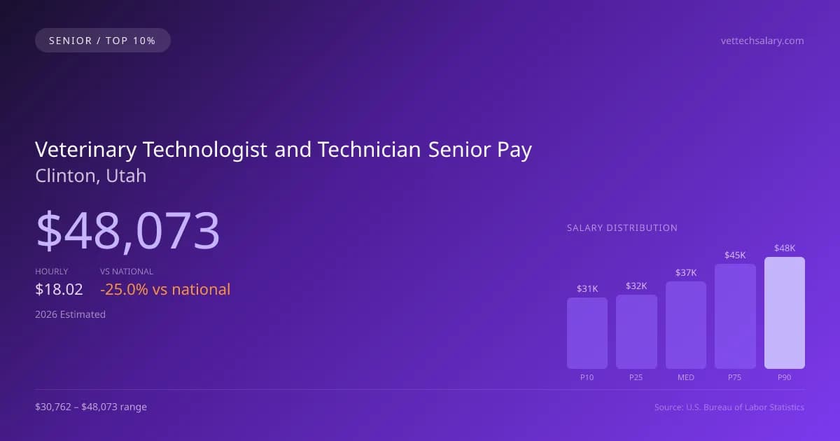 Veterinary Technologist and Technician Senior Salary in Clinton, UT — 2026 est., based on 2025 BLS